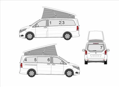 Privacy screen and blackout set for all rear living area windows for Mercedes-Benz Marco Polo W447 