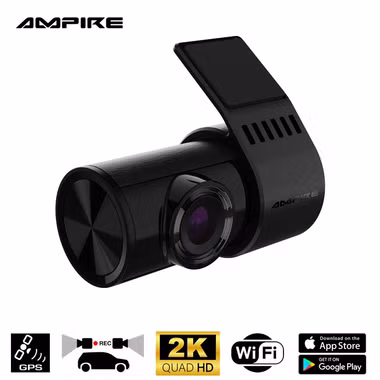 Ampire dual dashcam in 2K (Quad HD) resolution with WiFi and GPS for brilliant recording while driving