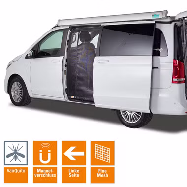Magnet Fliegengitter / Moskitonetz mit Magnet Reißverschluss für Mercedes V Klasse, Vito, Marco Polo, Horizon, Activity Schiebetür ab BJ2014 (W447), Insektengitter für die Schiebetür - reine Magnetmontage Moskitonetz mit Magnet Reißverschluss