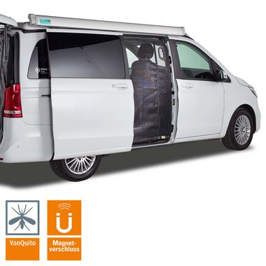 Moustiquaire magnétique avec fermeture éclair magnétique pour Mercedes-Benz classe V, Vito, Marco Polo, Horizon, Activity à partir de BJ2014 (W447) porte(s) coulissante(s)